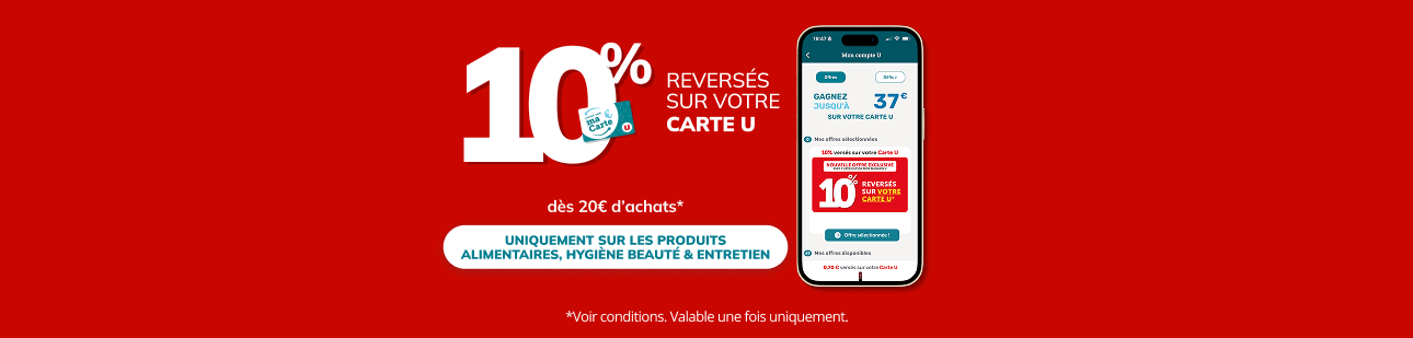 10% revers&eacute;s sur votre Carte U